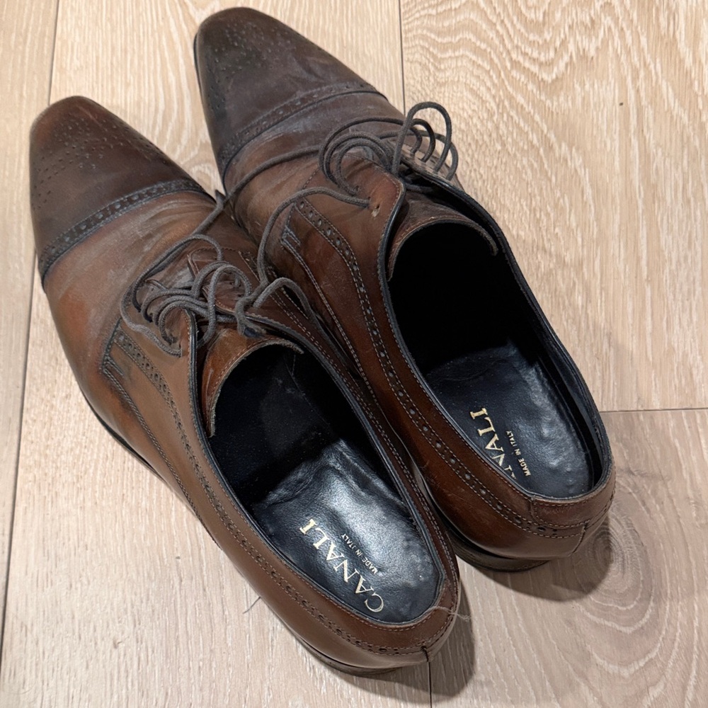 Canali Men's Dark Brown Leather Oxfords